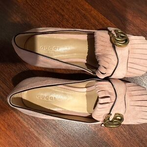 Gucci Blush Pink Loafers with Gold Detail